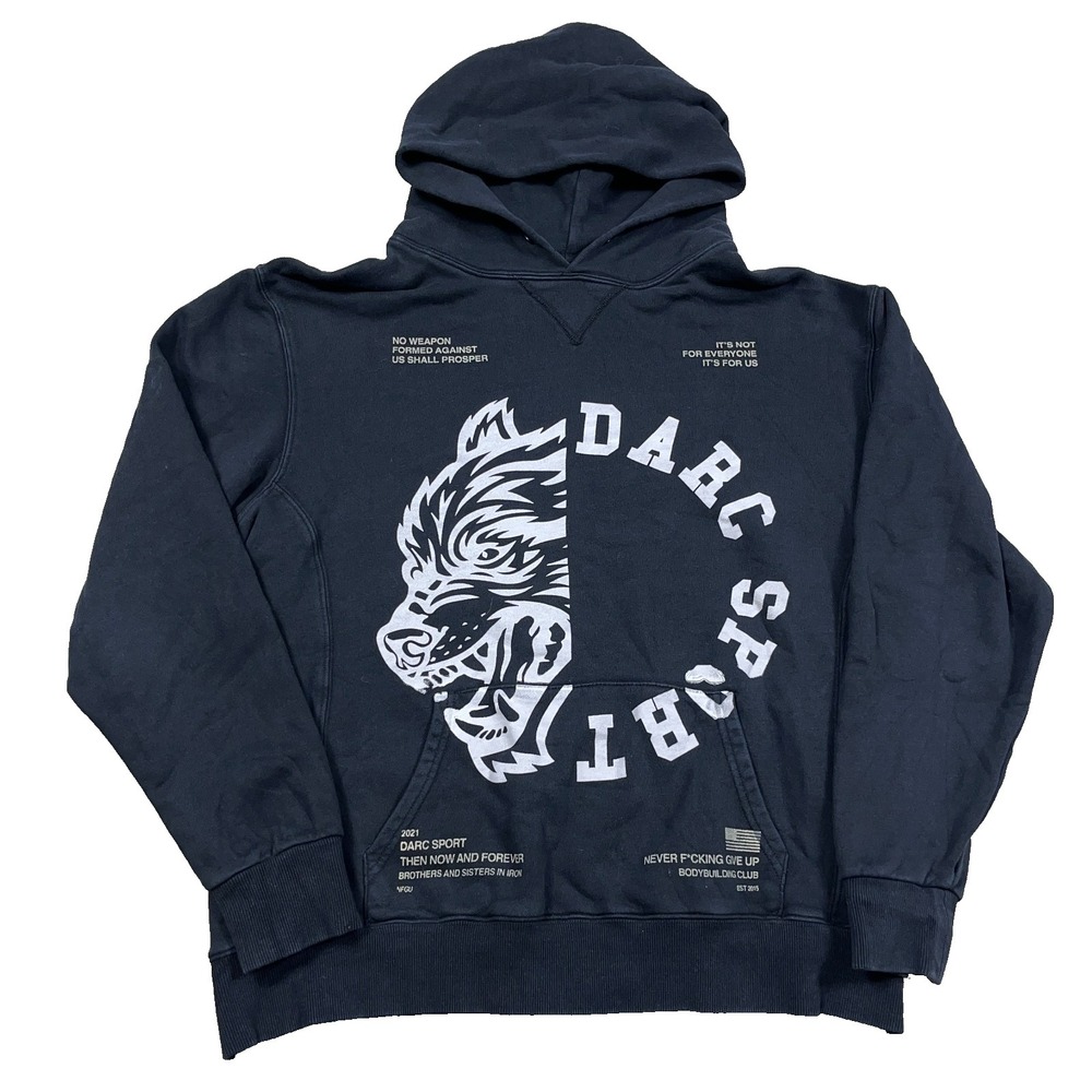 Darc Sport Wolves‎ Club Hoodie Mens Medium Black Sweatshirt Designer 809/1000